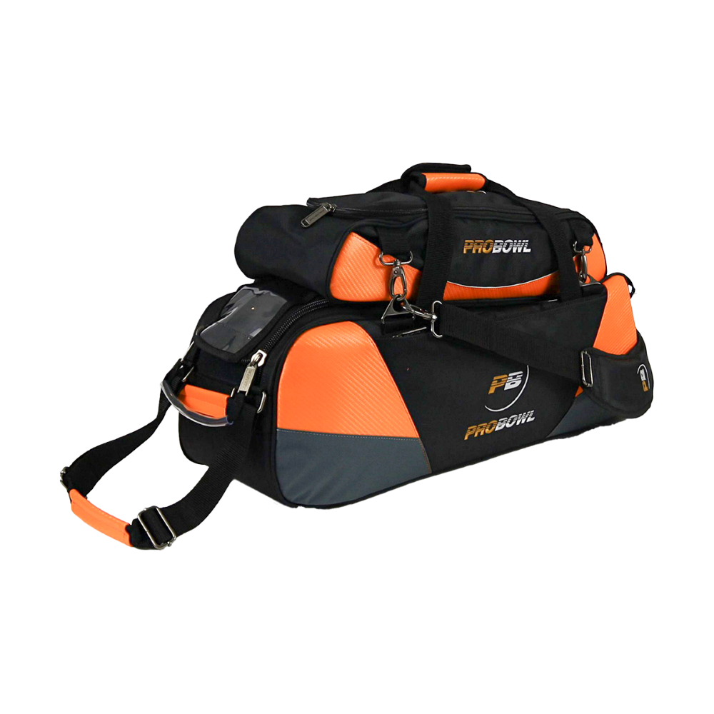 Pro Bowl Bowlingtasche 3 Ball Deluxe Tote W / Schuhe Bag Black/Carbon/Orange