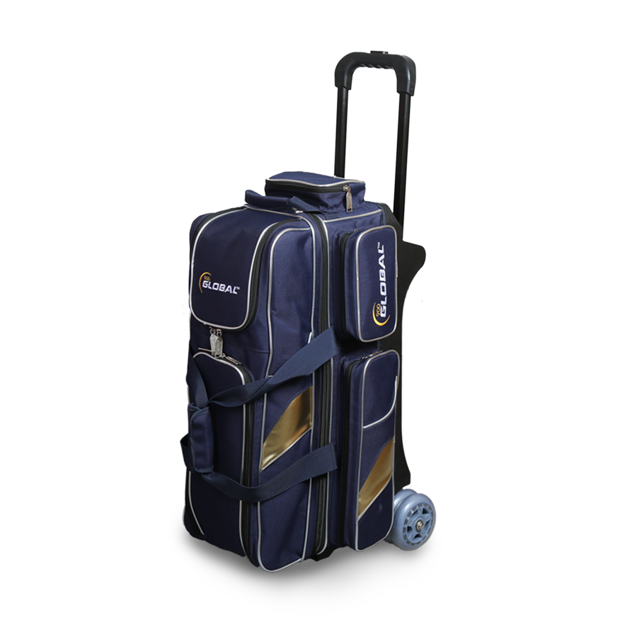Bowlingwagen Bag 3 Ball - 900 Global Deluxe Bag Tasche Bowlingtasche Blue Gold