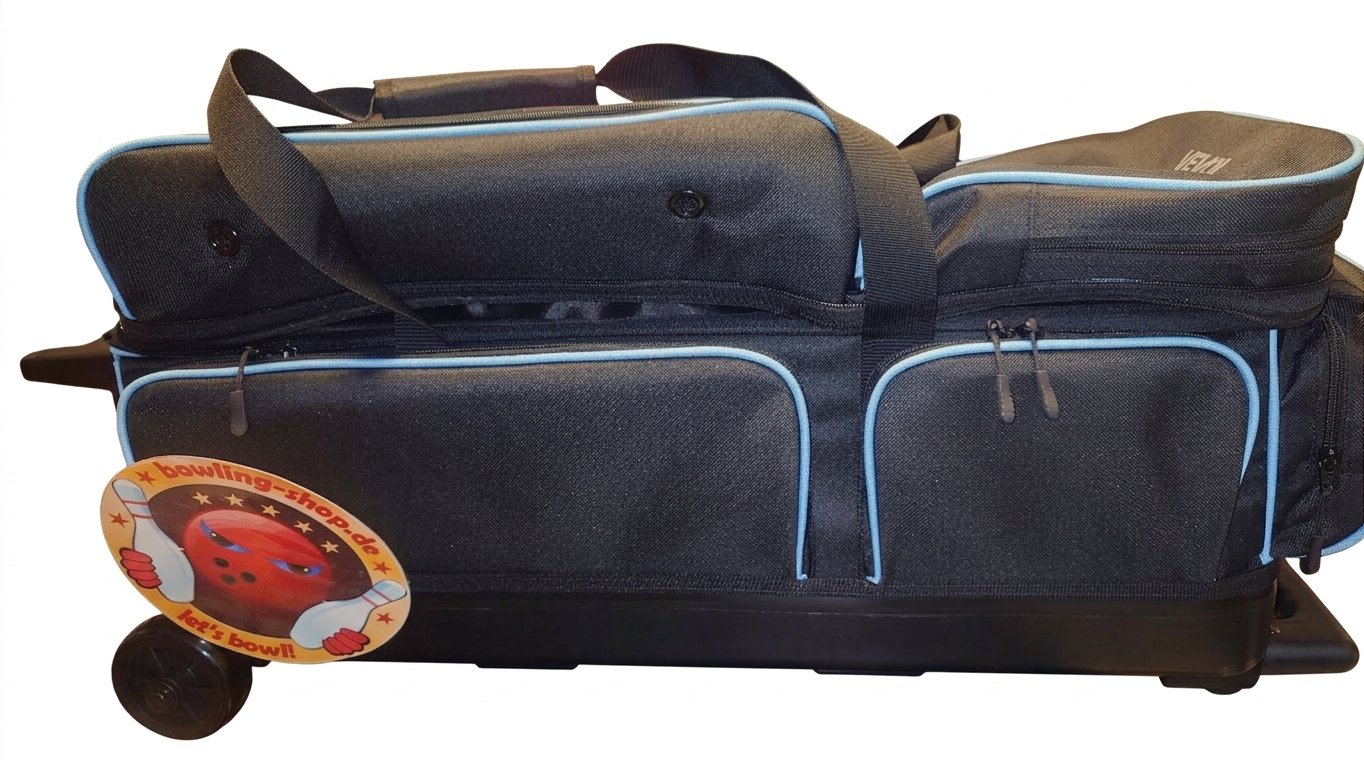 3 Ball Bowling Tasche Bowlingwagen Balltasche Schwarz Blau