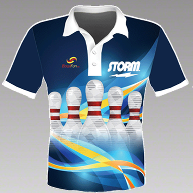 Bowlfun STORM Polo Best Quallität  Polo Men Pin Blue No.S13EU