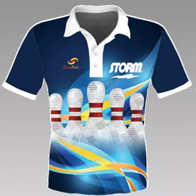 Bowlfun STORM Polo Best Quallität  Polo Men Pin Blue No.S13EU